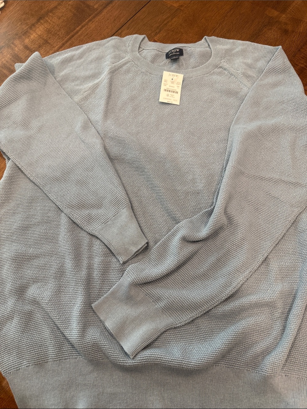 J. Crew Men's Pale Blue Textured Crewneck Sweater